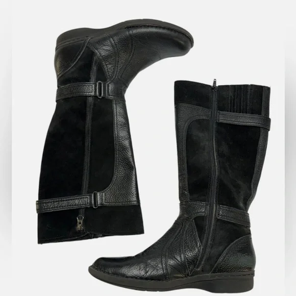 CLARKS Women’s Whistles Whey Black Zip Up Riding Boots Leather & Suede 8.5M - Picture 3 of 13